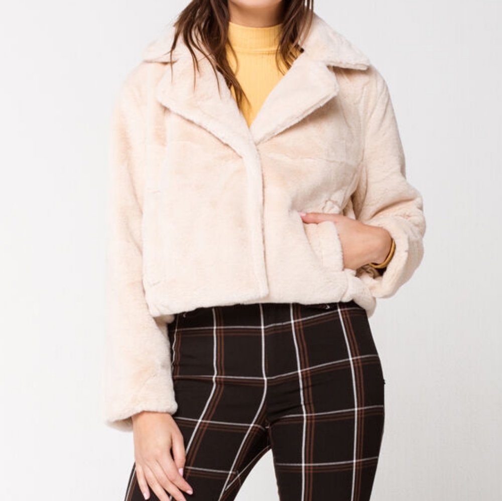 🌙⭐Billabong Moon Riser Pink Beige Fur Jacket in Large🌛